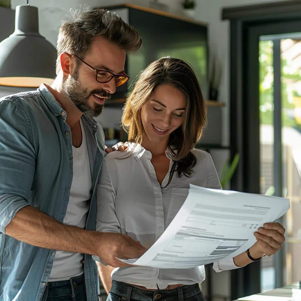 Homeowner carefully reviewing a roofing contractor's license and insurance documents, emphasizing our commitment to transparency